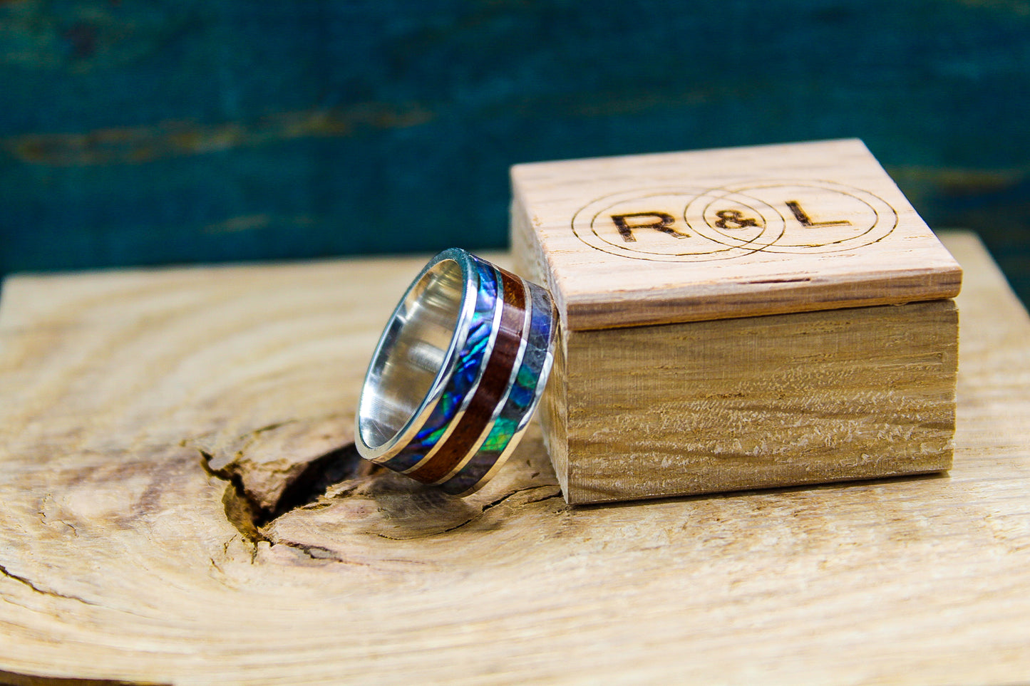 Sterling Silver Ring with Abalone and Mahogany