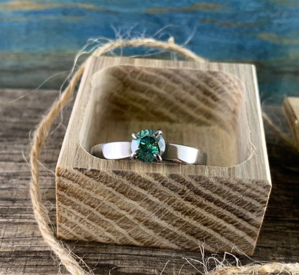 Dainty Titanium Ring - Moissanite Engagement Ring - Titanium Ring for Women - Alternative Engagement Band
