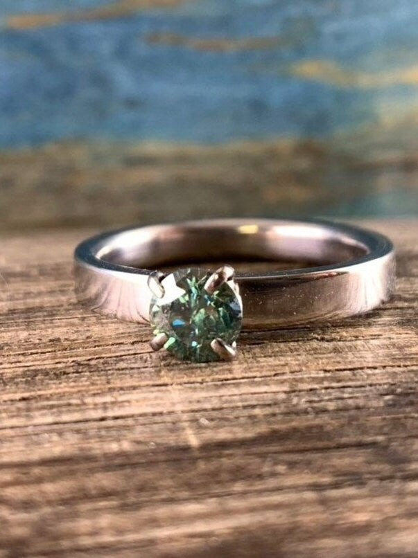 Dainty Titanium Ring - Moissanite Engagement Ring - Titanium Ring for Women - Alternative Engagement Band