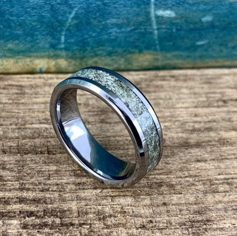Green Jade Tungsten Ring