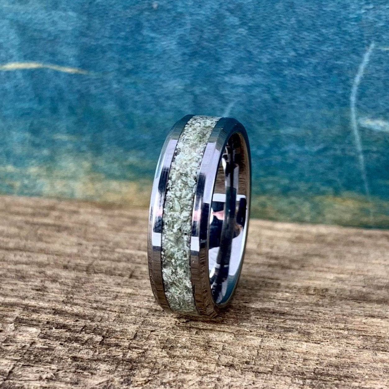 Green Jade Tungsten Ring
