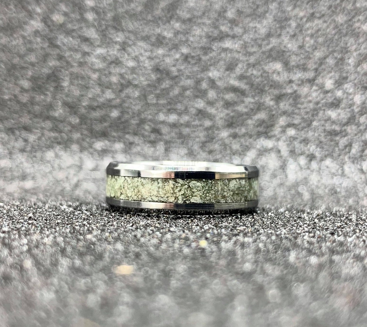 Green Jade Tungsten Ring