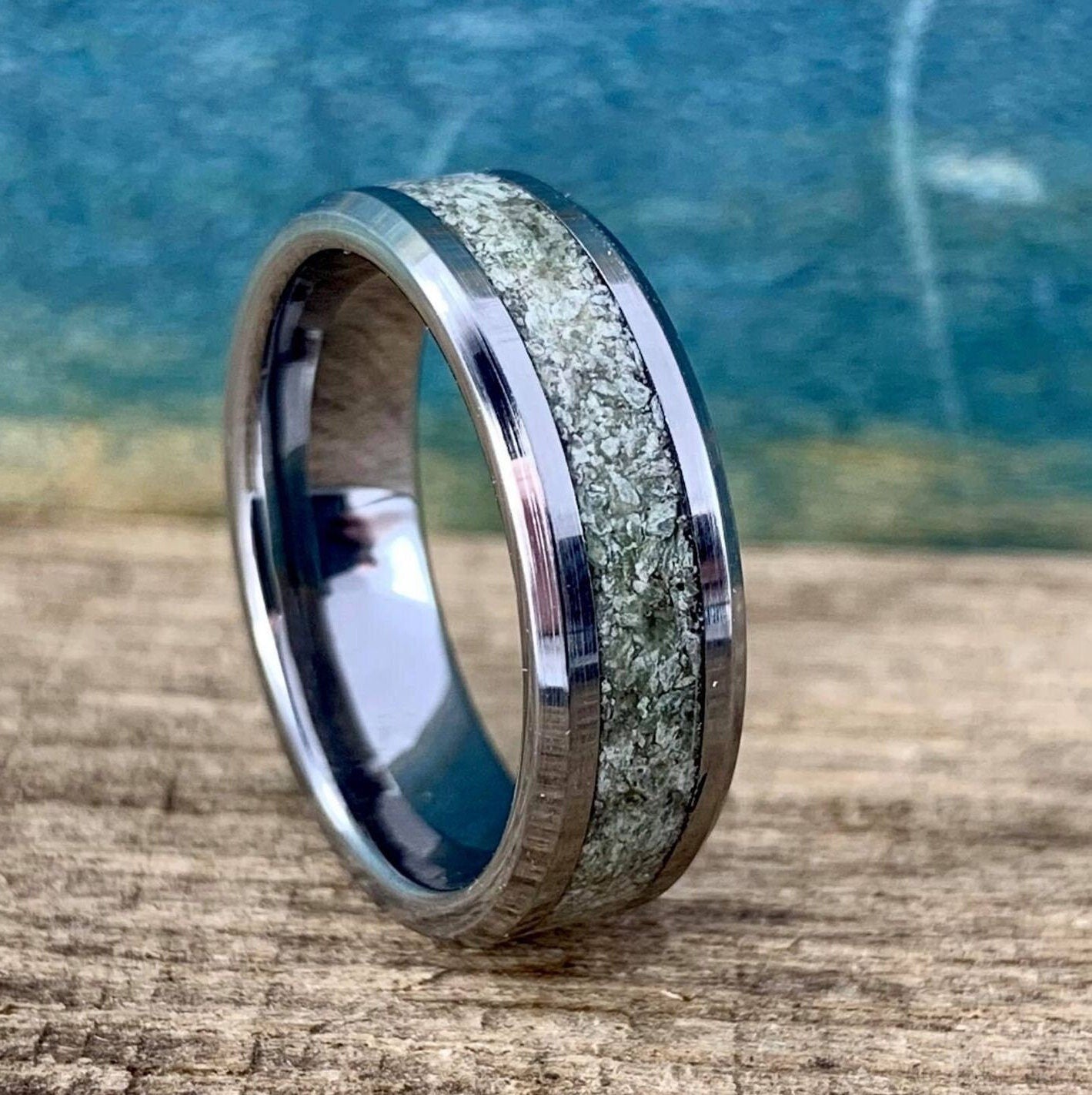 Green Jade Tungsten Ring