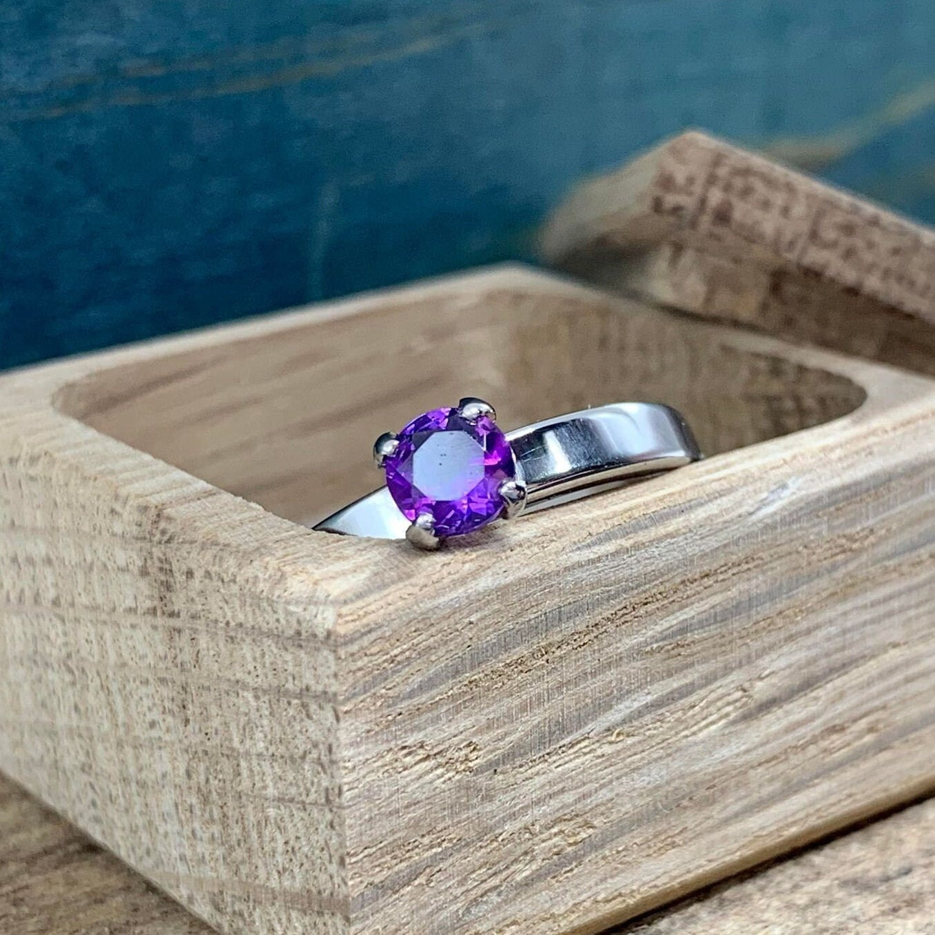 Titanium and Amethyst Engagement Ring
