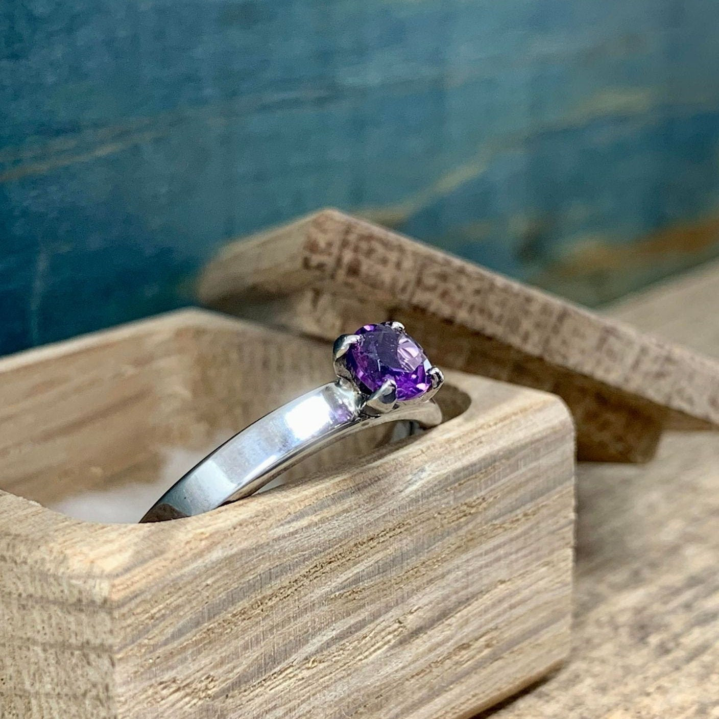Titanium and Amethyst Engagement Ring