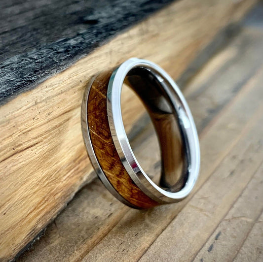 Whiskey Barrel Ring - Mens Wedding Band - Tungsten Wedding Ring Men's
