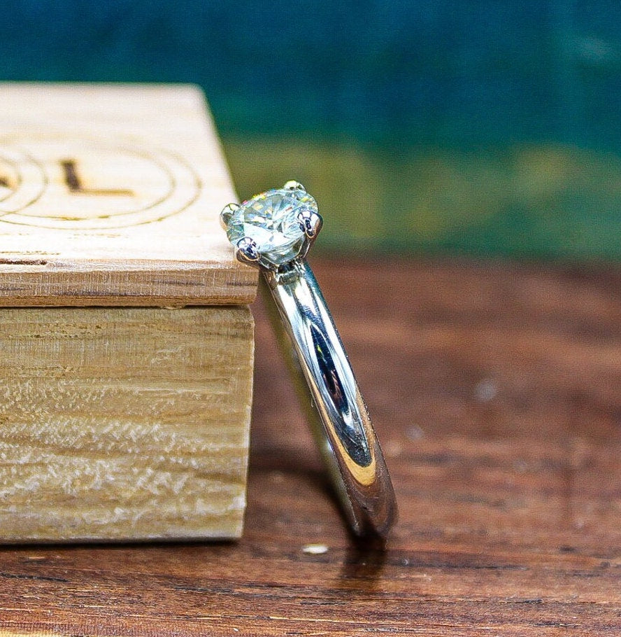 Ladies Dainty Moissanite Engagement Ring