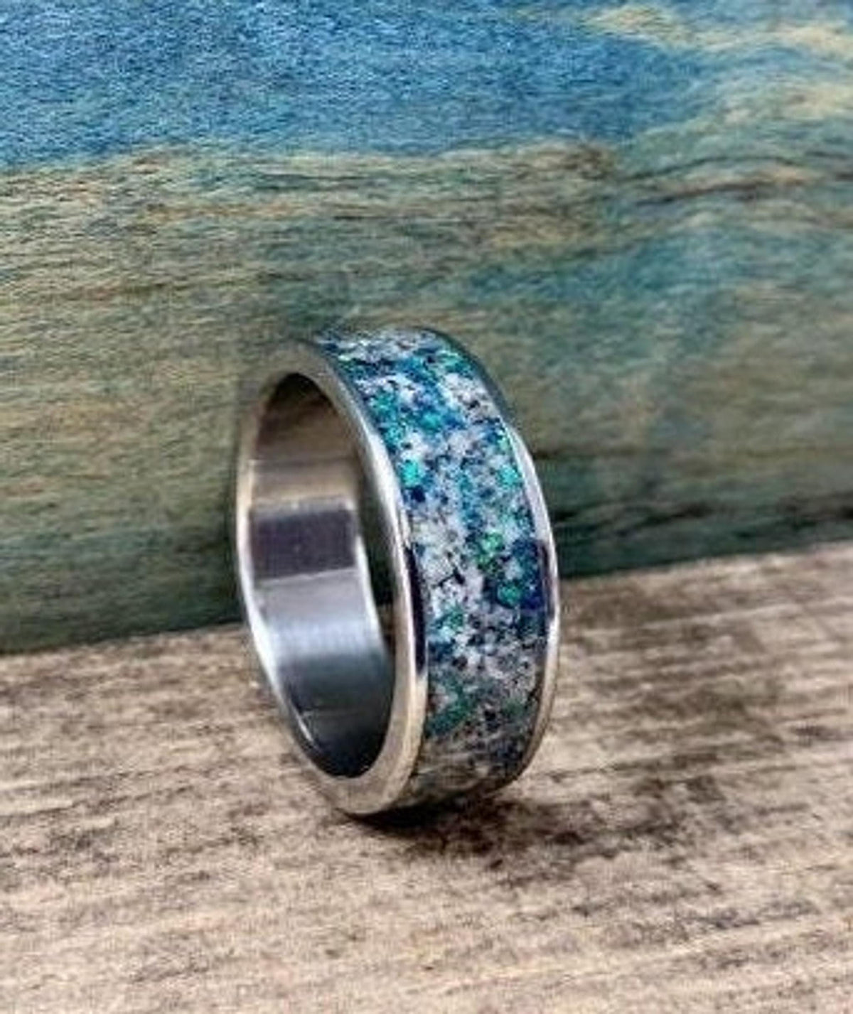 Opal Engagement Ring - Men's Titanium Wedding Band with Granite - Engraved __etsy:8275305173