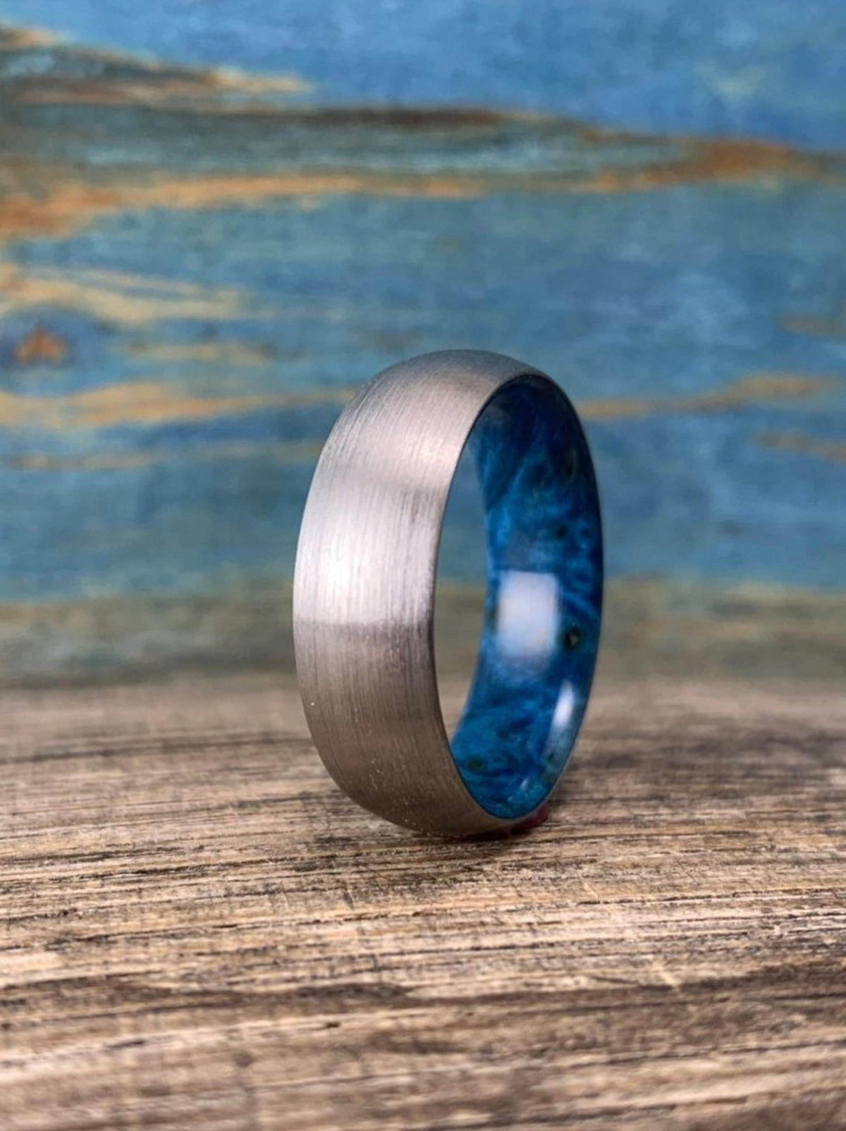 Wood Ring for Men -Titanium and Blue Box Elder - Wedding Band __etsy:8227592232
