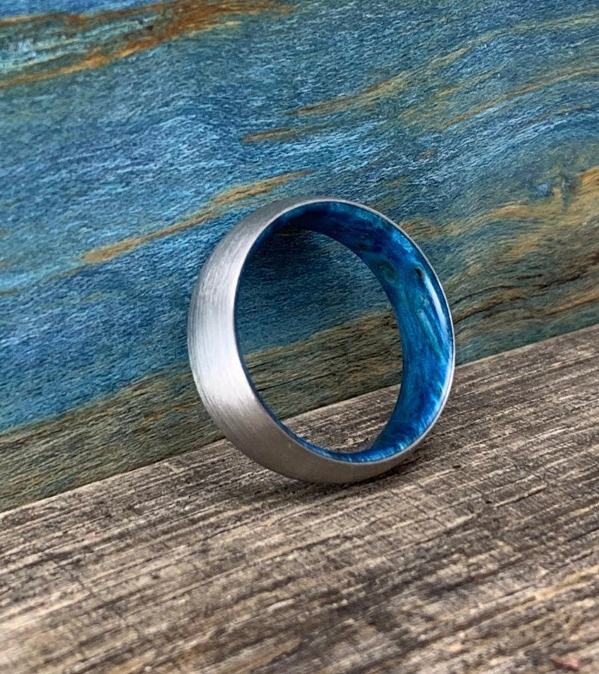 Wood Ring for Men -Titanium and Blue Box Elder - Wedding Band __etsy:8227592282