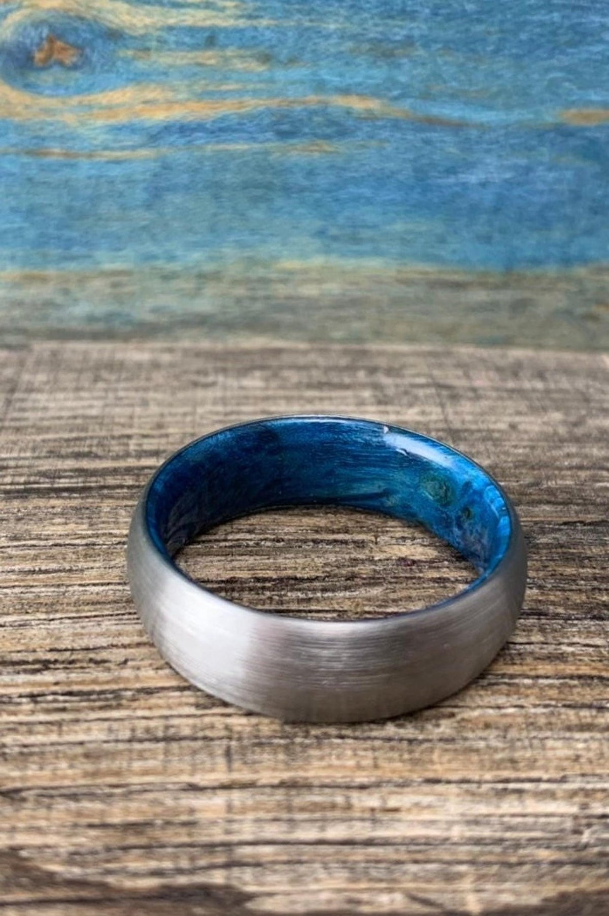 Wood Ring for Men -Titanium and Blue Box Elder - Wedding Band __etsy:8275508097