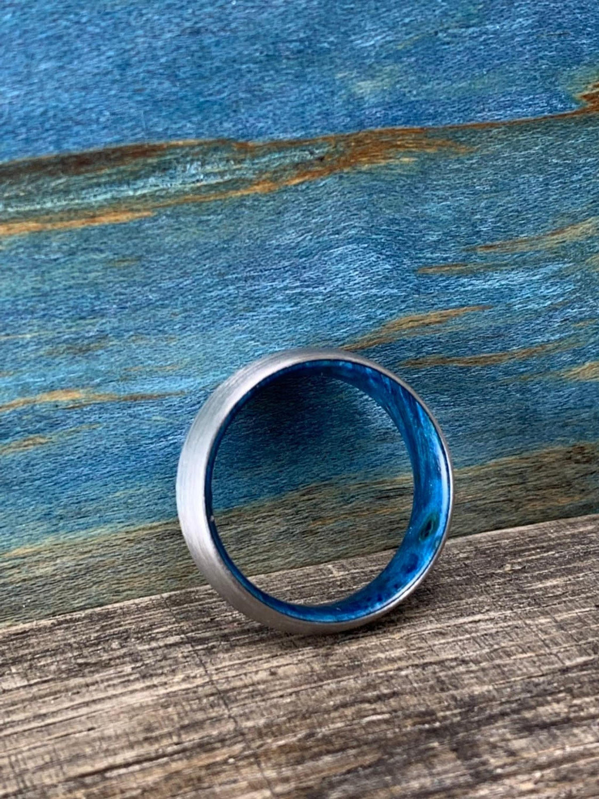 Wood Ring for Men -Titanium and Blue Box Elder - Wedding Band __etsy:8275508279