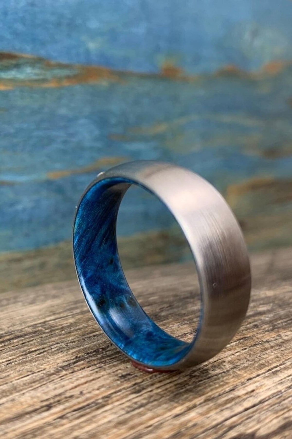Wood Ring for Men -Titanium and Blue Box Elder - Wedding Band __etsy:8275508393
