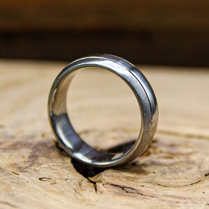 Modern Wedding Band - Two Toned Titanium Wedding Ring - Custom Engraving - Simple Wedding Band