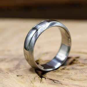 Modern Wedding Band - Two Toned Titanium Wedding Ring - Custom Engraving - Simple Wedding Band