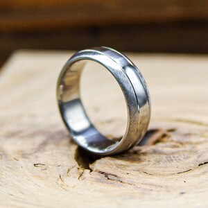 Modern Wedding Band - Two Toned Titanium Wedding Ring - Custom Engraving - Simple Wedding Band