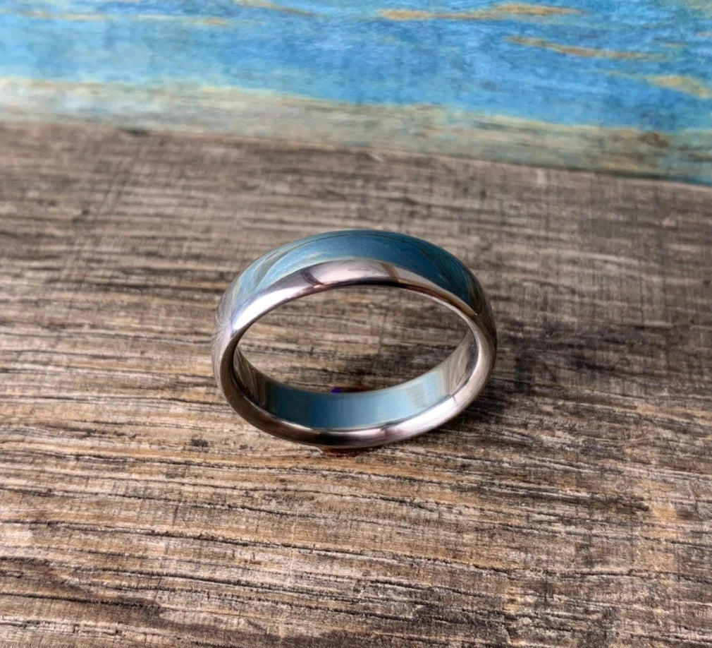 Modern Wedding Band - Titanium Wedding Ring Men's - Custom Engraving - Simple Mens' Wedding Band