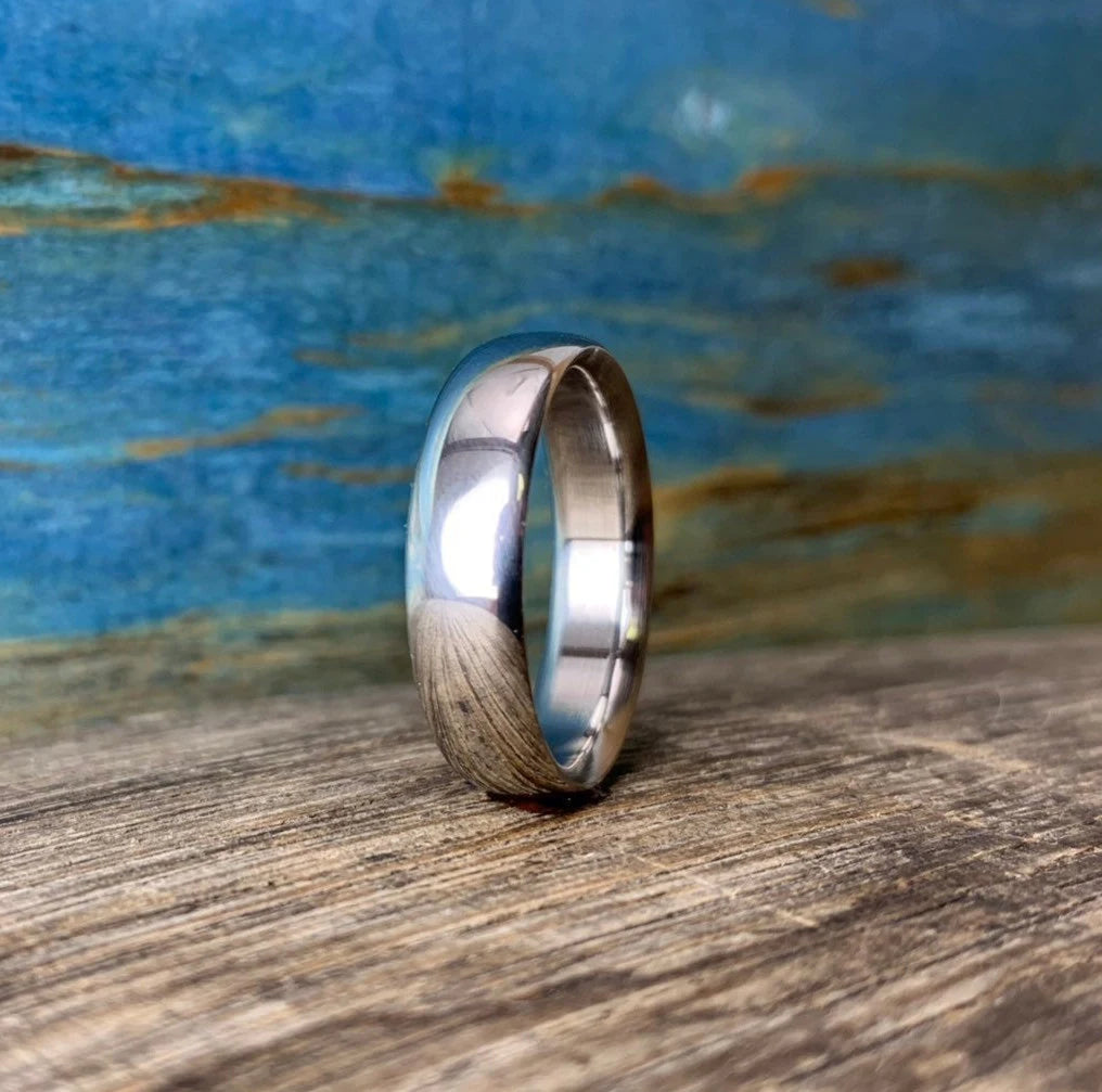 Modern Wedding Band - Titanium Wedding Ring Men's - Custom Engraving - Simple Mens' Wedding Band