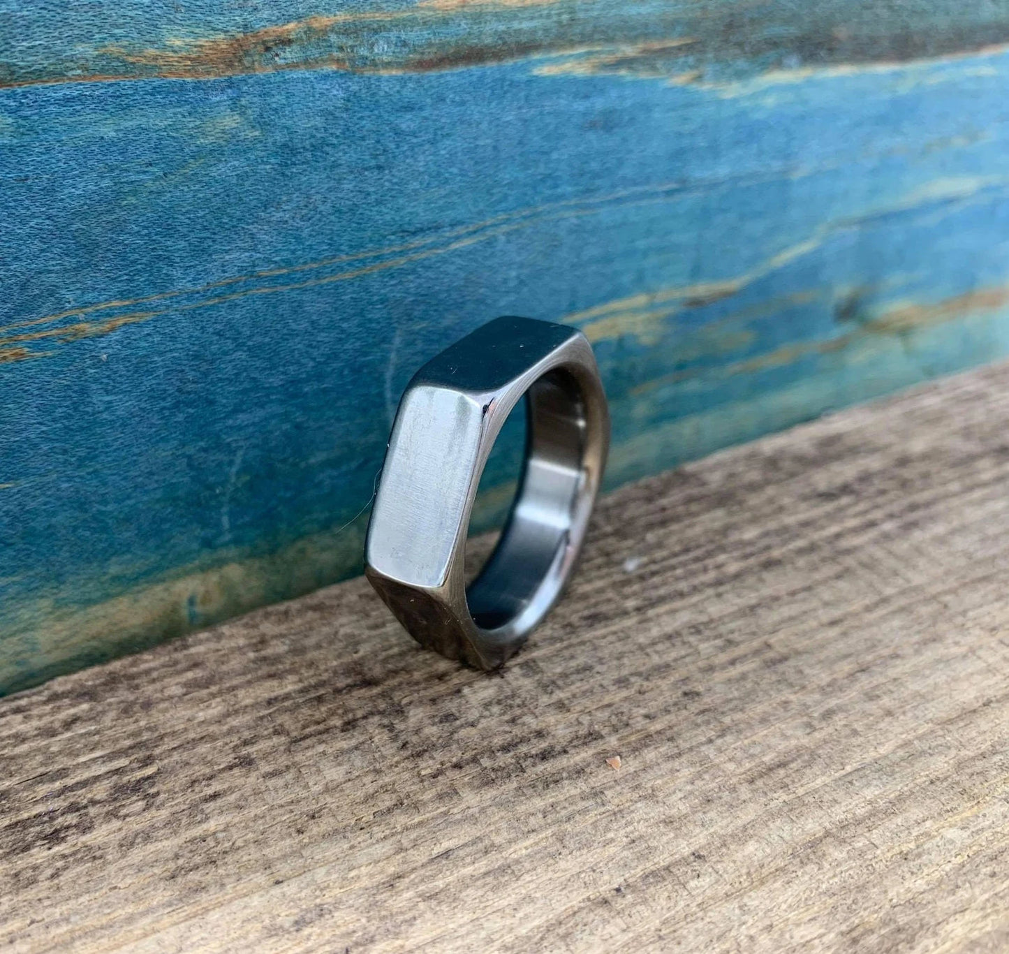 Handcrafted Titanium Hex Nut Ring – Unique Wedding Band