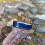 Titanium Ring with Blue Wood Inlay, Women's Wedding Band Made to Order