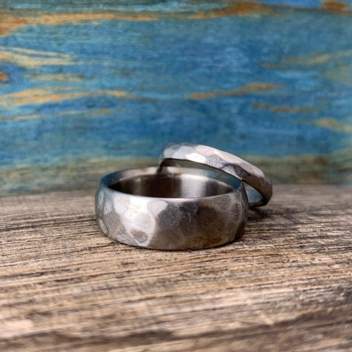 Wedding Bands Set - Titanium His and Hers Rings with Free Engraving