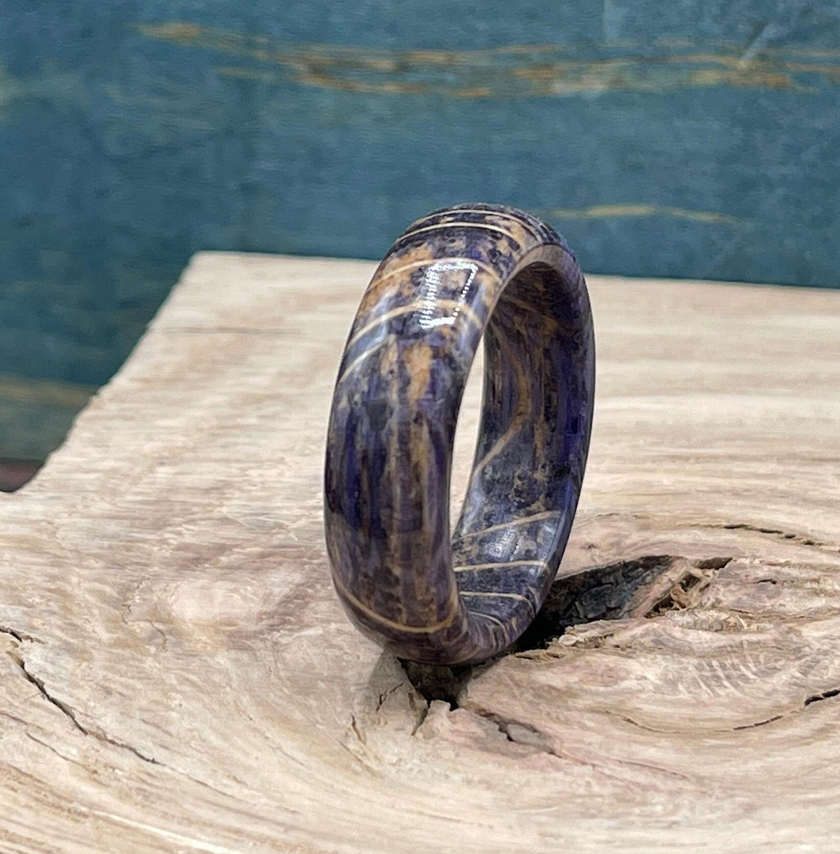 Men's oak wood ring, men's wedding band, wood wedding band, purple ring, purple wood ring, handmade jewelry