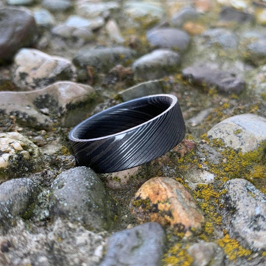 Damascus Steel Ring - Custom Made Stainless Wedding Band for Men
