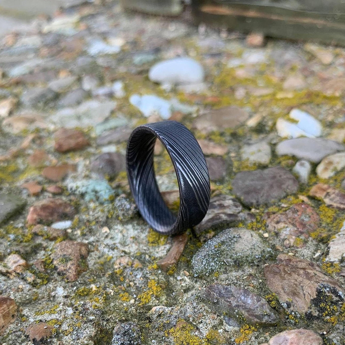 Damascus Steel Ring - Custom Made Stainless Wedding Band for Men