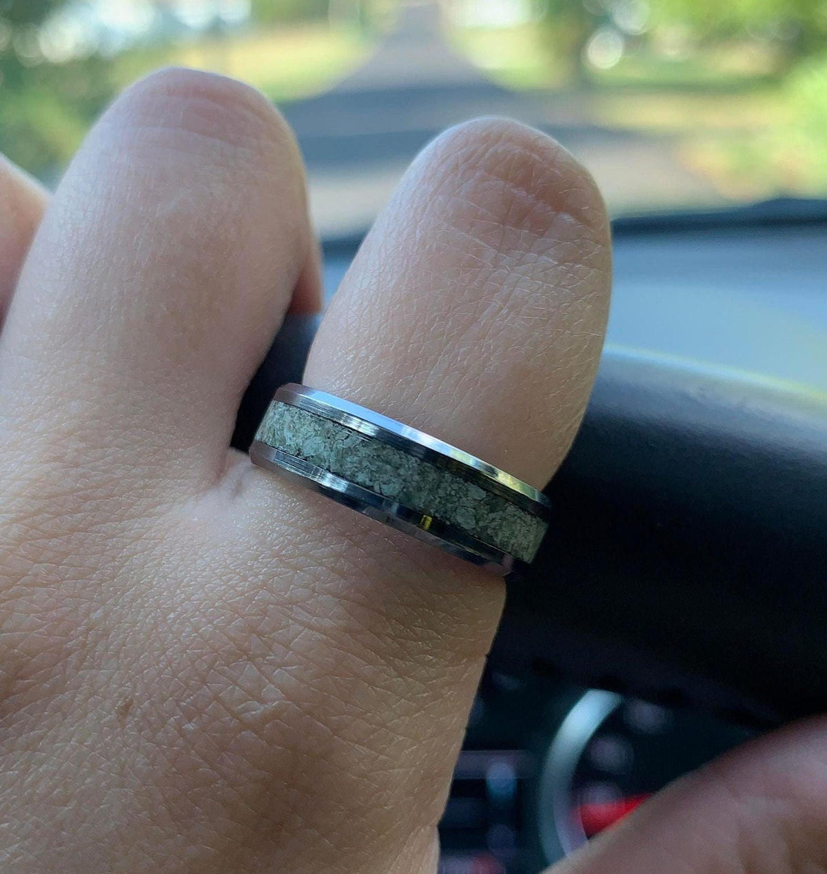 Jade Tungsten Ring - Custom 6mm Men's Wedding Band with Inlay