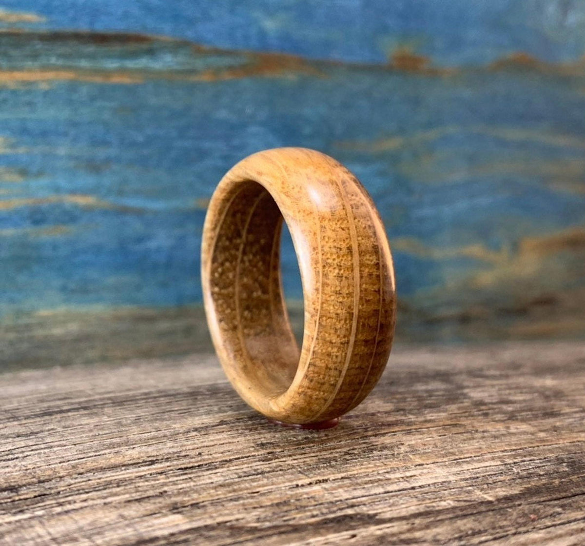 Whiskey Barrel Ring, Rustic Wooden Wedding Band Made from Reclaimed Oak