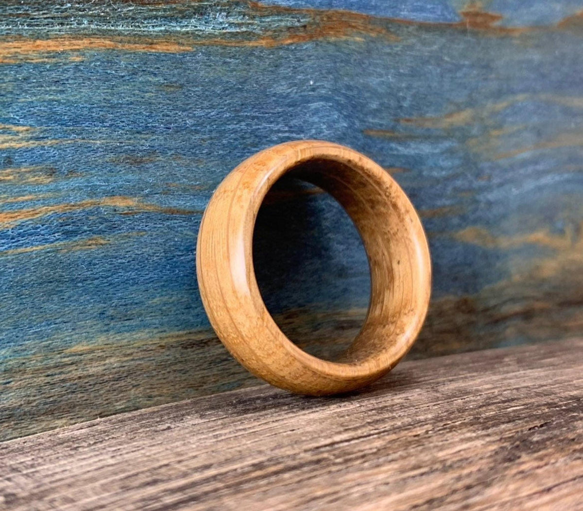 Whiskey Barrel Ring, Rustic Wooden Wedding Band Made from Reclaimed Oak