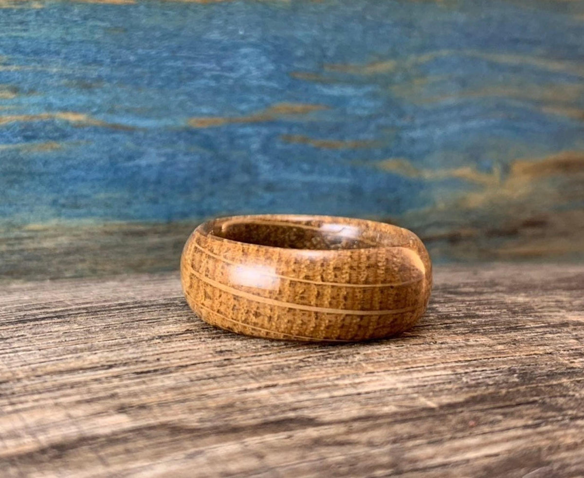 Whiskey Barrel Ring, Rustic Wooden Wedding Band Made from Reclaimed Oak