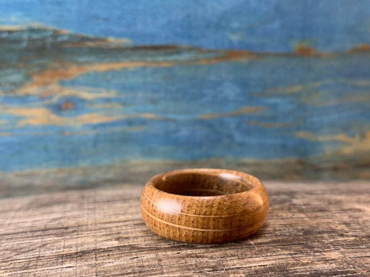 Whiskey Barrel Ring, Rustic Wooden Wedding Band Made from Reclaimed Oak