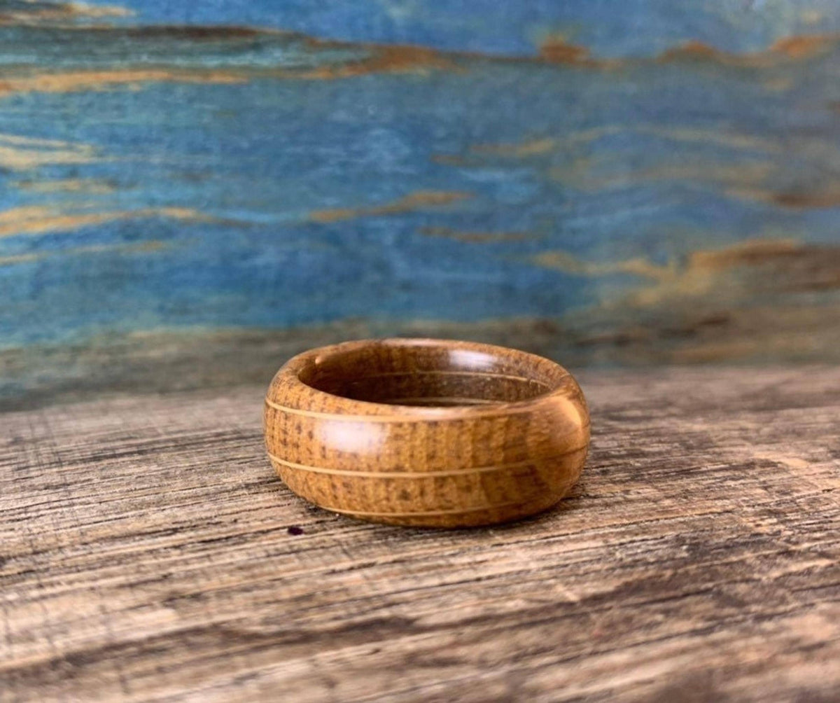 Whiskey Barrel Ring, Rustic Wooden Wedding Band Made from Reclaimed Oak
