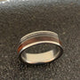 Mens Wedding Band with Meteorite, Rosewood and Guitar String - Engraved Ring