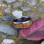 Mens Wedding Band - Titanium Ring with Mango Wood Inlay - Engraved