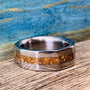 Dinosaur Bone Ring - Titanium Wedding Band with T-Rex Fossil Inlay - Engraved