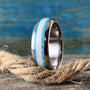 Deer Antler Ring with Turquoise Inlay - Men's Titanium Wedding Band