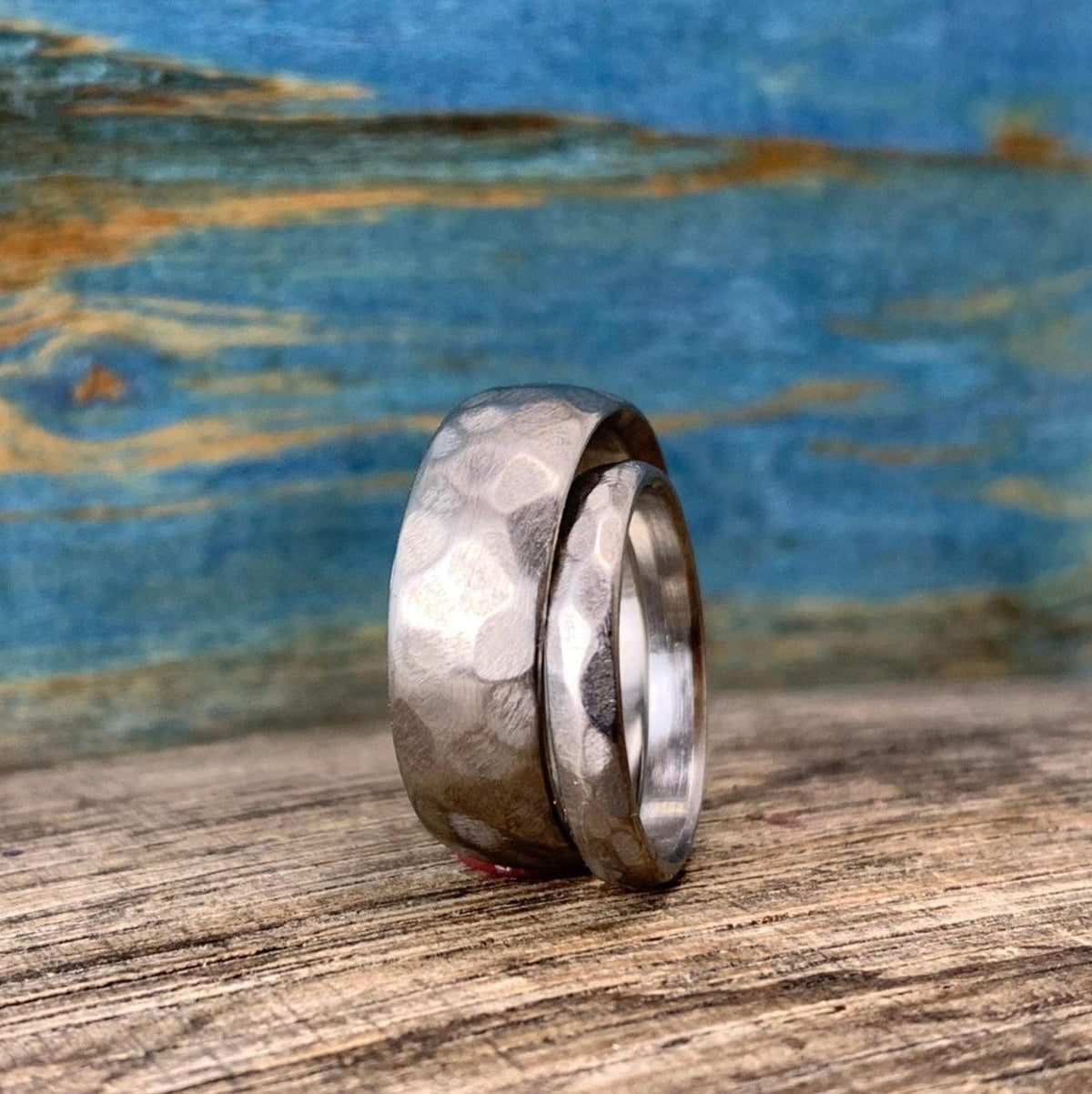 Wedding Bands Set - Titanium His and Hers Rings with Free Engraving