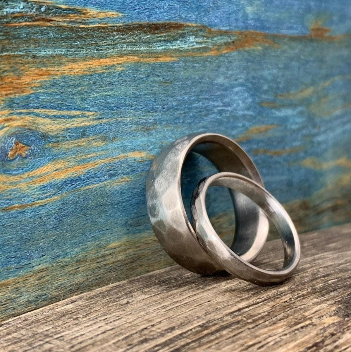 Wedding Bands Set - Titanium His and Hers Rings with Free Engraving