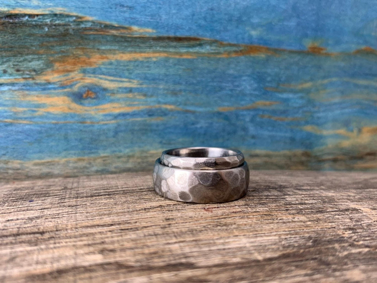 Wedding Bands Set - Titanium His and Hers Rings with Free Engraving