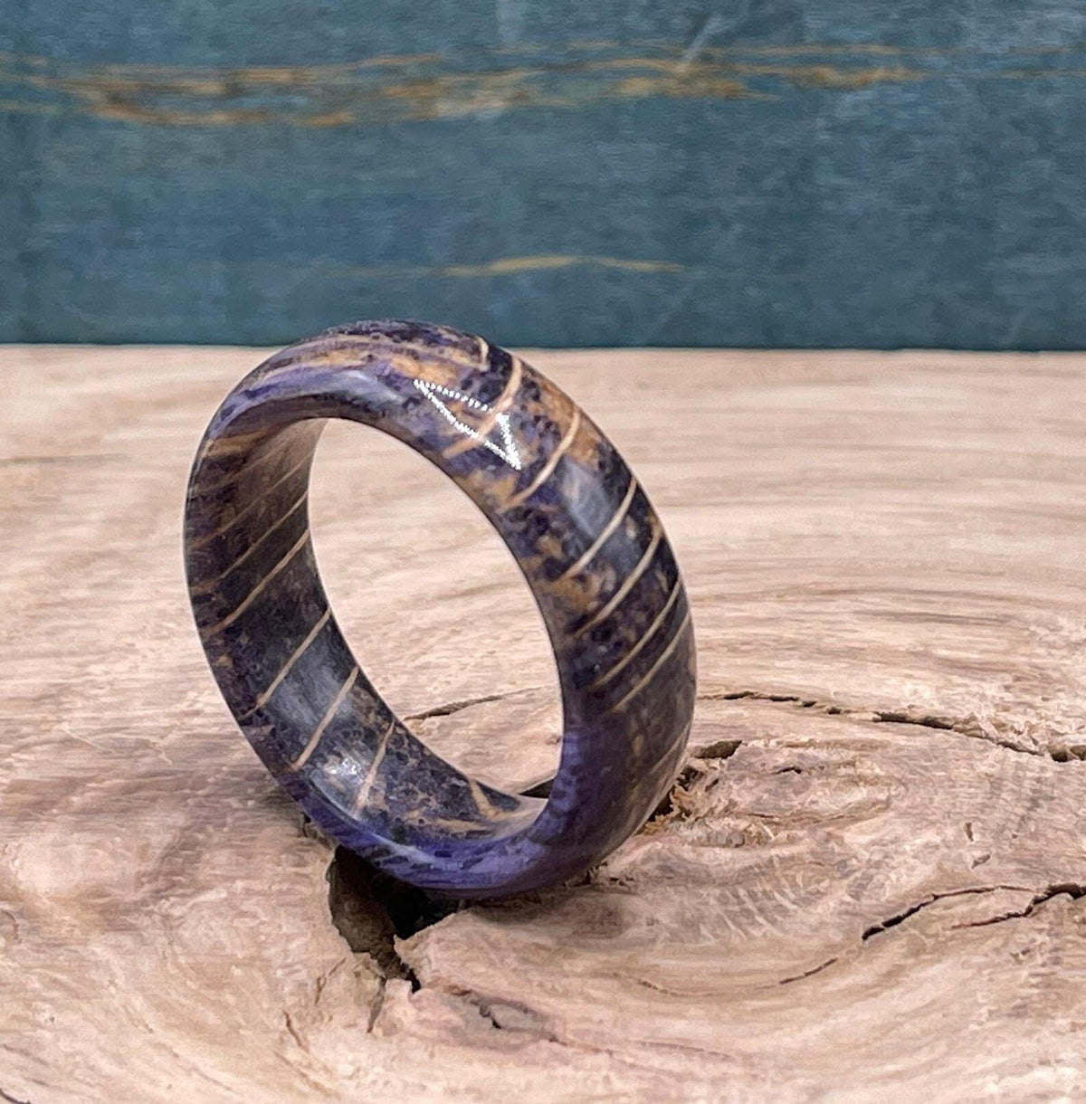 Men's oak wood ring, men's wedding band, wood wedding band, purple ring, purple wood ring, handmade jewelry
