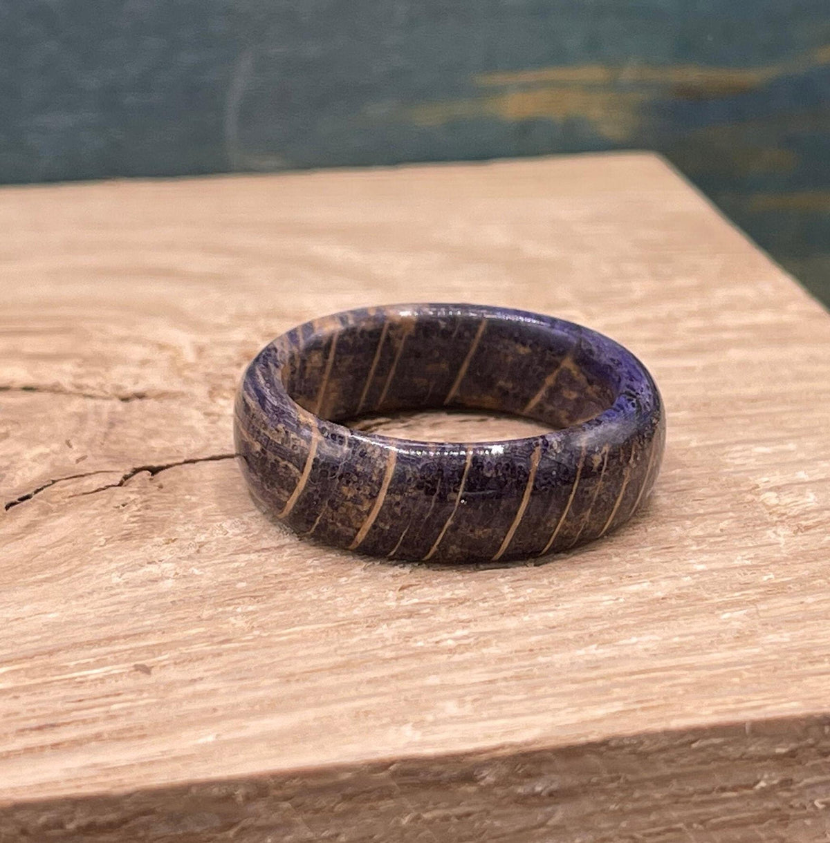 Men's oak wood ring, men's wedding band, wood wedding band, purple ring, purple wood ring, handmade jewelry