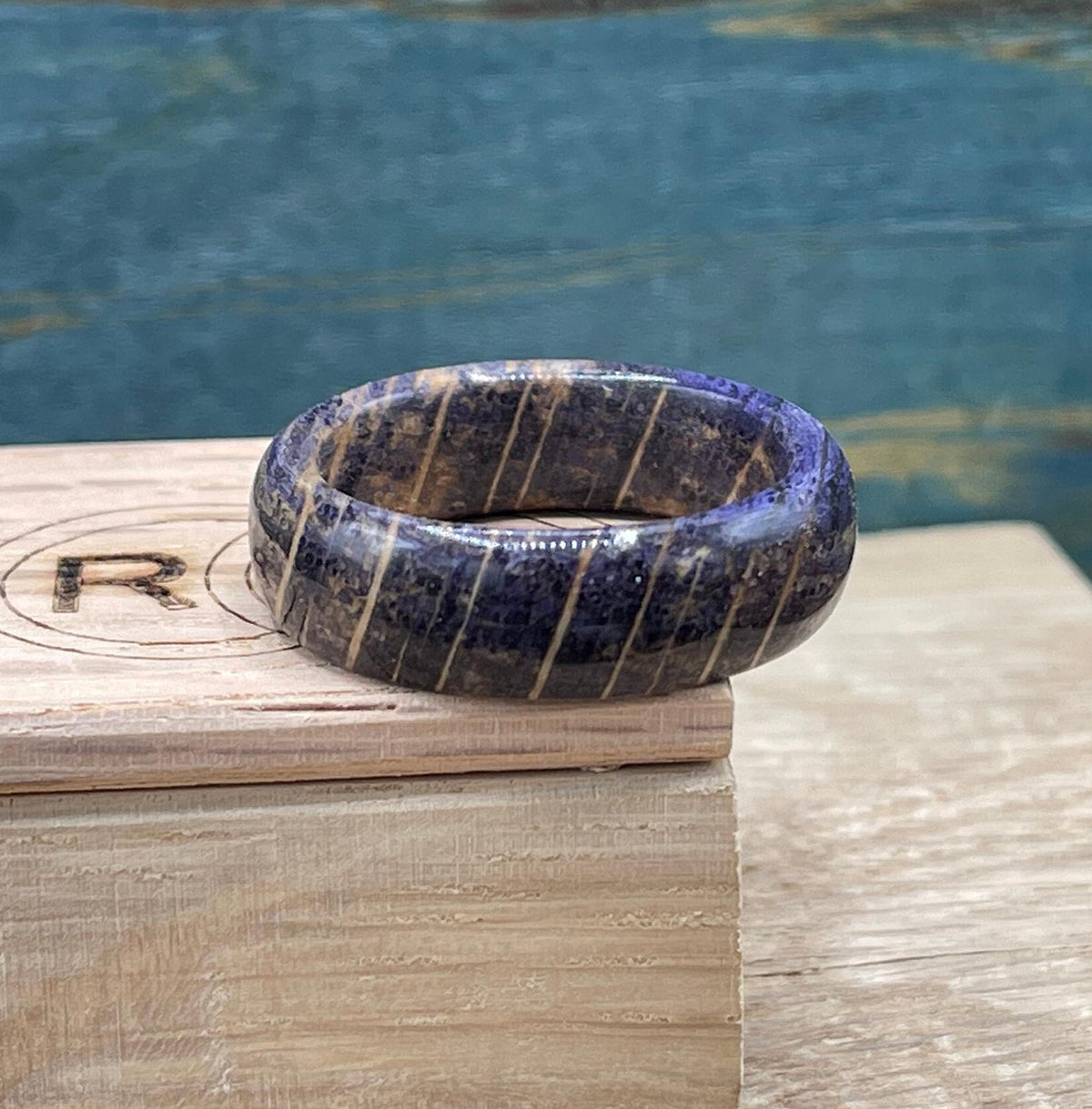 Men's oak wood ring, men's wedding band, wood wedding band, purple ring, purple wood ring, handmade jewelry