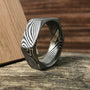 Damascus Steel Ring - Custom Made Hexagonal Wedding Band for Men