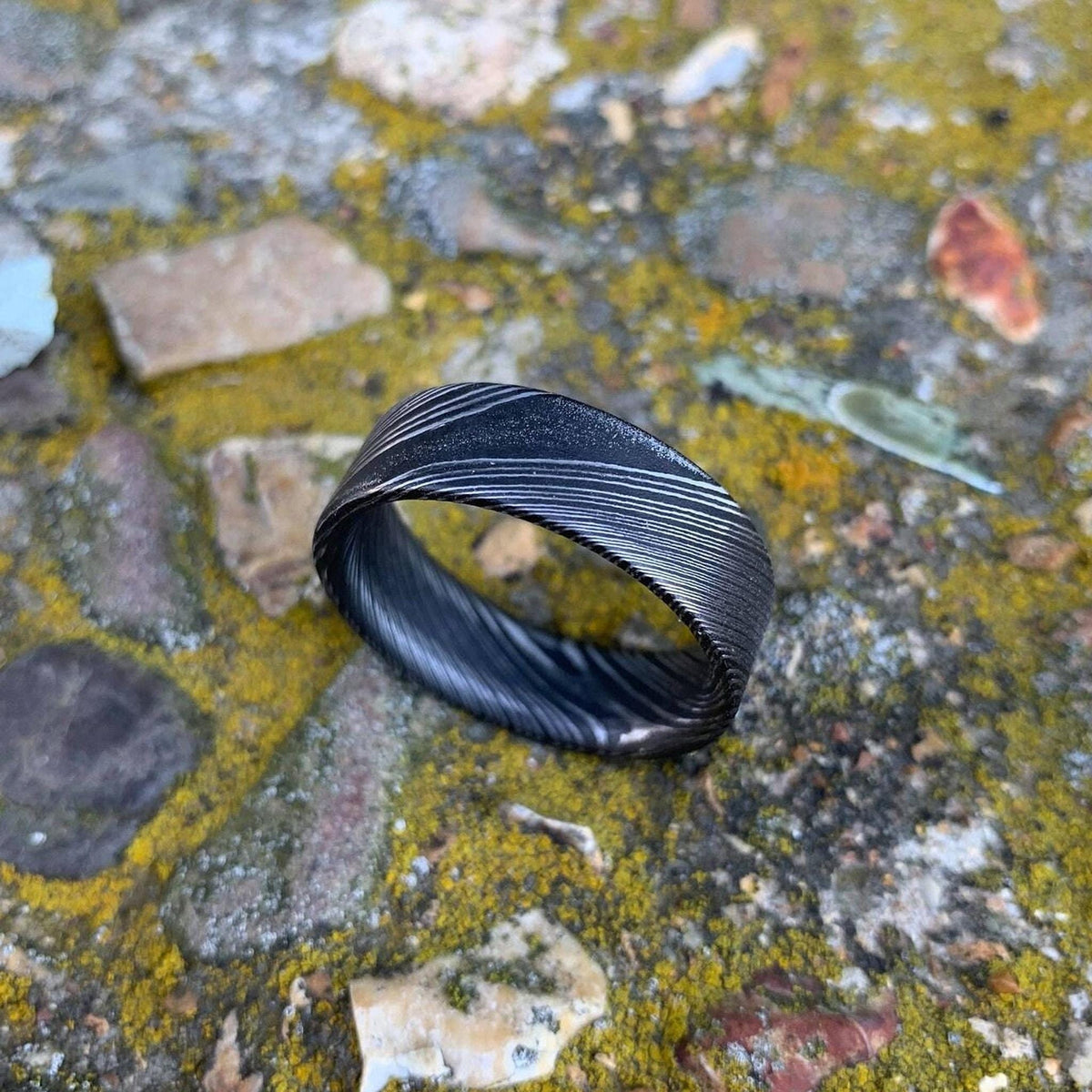 Damascus Steel Ring - Custom Made Stainless Wedding Band for Men