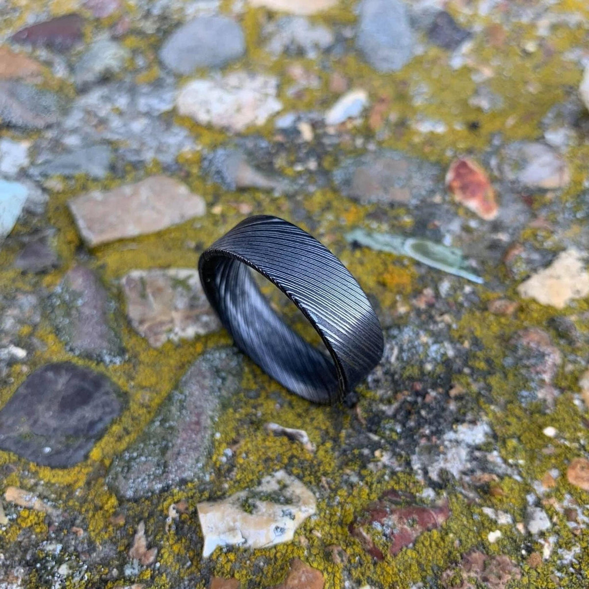 Damascus Steel Ring - Custom Made Stainless Wedding Band for Men