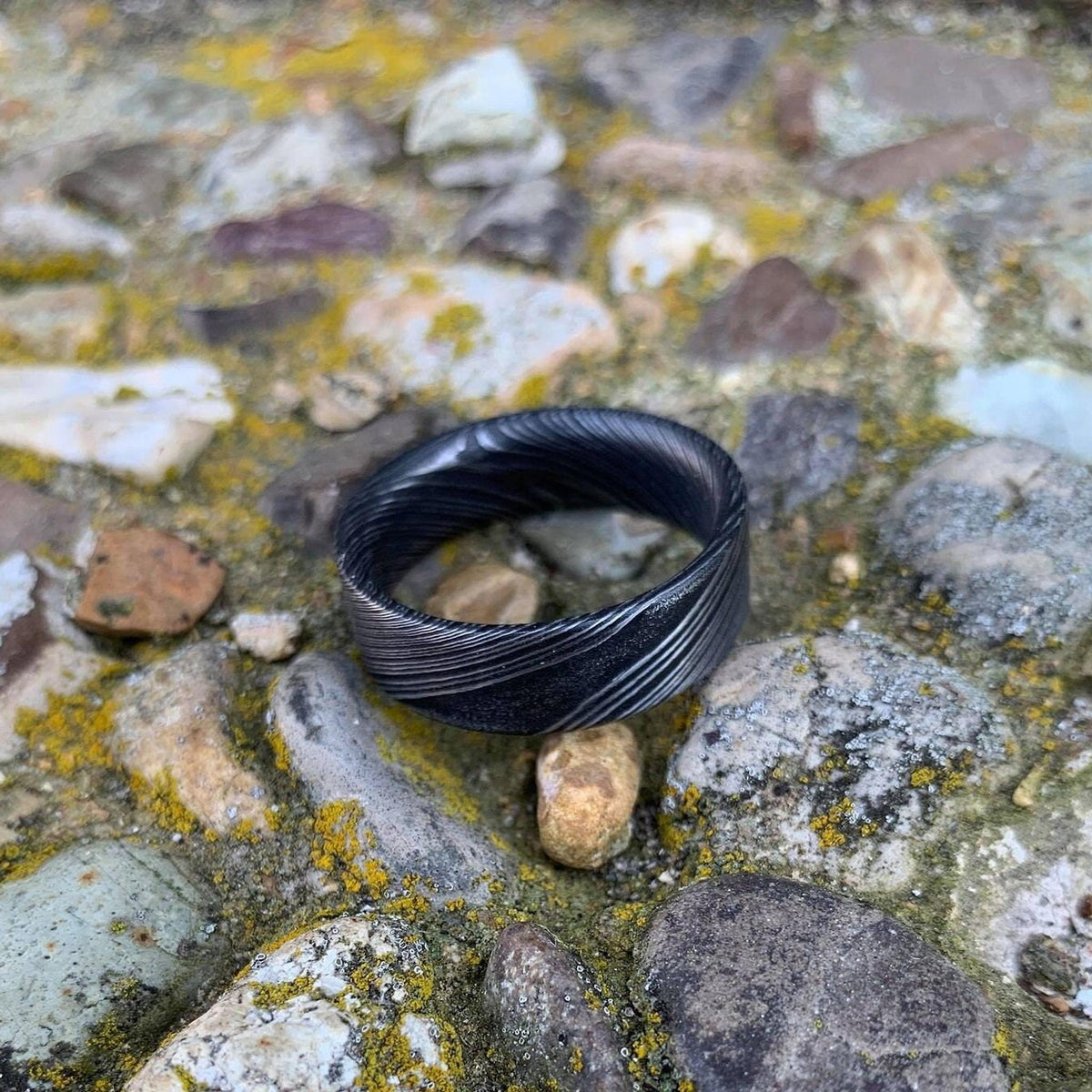 Damascus Steel Ring - Custom Made Stainless Wedding Band for Men