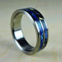 Mens Titanium Ring with Blue Box Elder Wood, Turquoise and Lapis Lazuli - Wedding Band