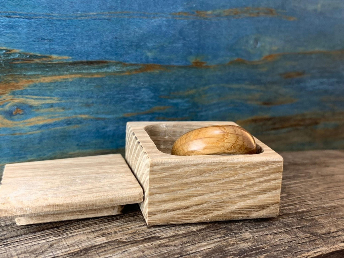 Whiskey Barrel Ring, Rustic Wooden Wedding Band Made from Reclaimed Oak
